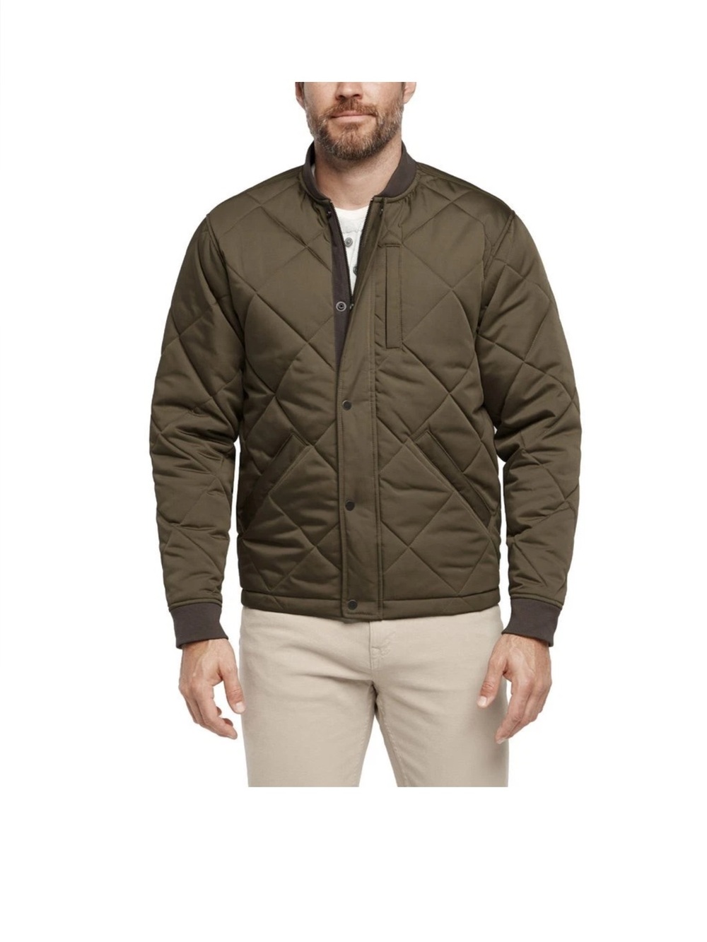 Banana Republic Men’s Quilted Bomber Jacket Green